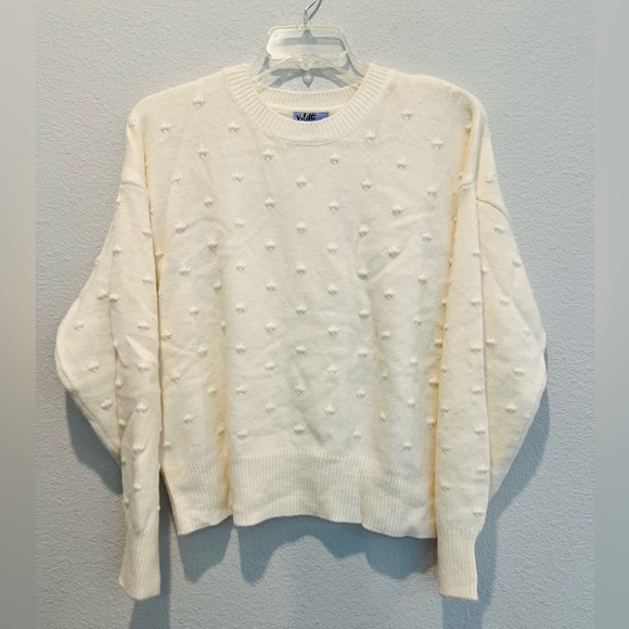 Vylette Cream Ivory Crewneck Bobble Knit Cropped Sweater Soft Size Juniors XL - Picture 2 of 7